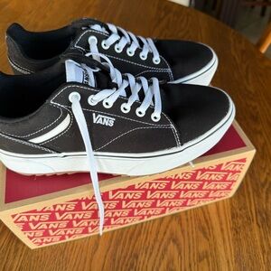Vans Seldan Black and White Canvas Platform Shoes